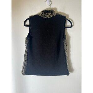 One Girl Who Black Mixed Media Rabbit Fur Vest Sz M